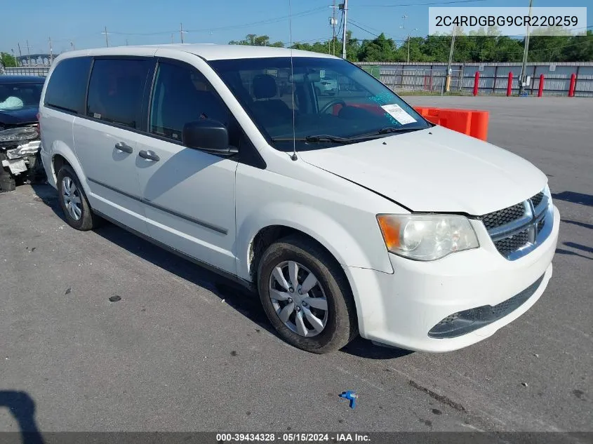 2012 Dodge Grand Caravan Se/Avp VIN: 2C4RDGBG9CR220259 Lot: 39434328