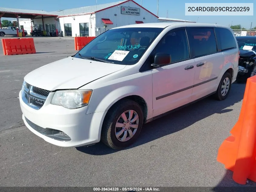 2012 Dodge Grand Caravan Se/Avp VIN: 2C4RDGBG9CR220259 Lot: 39434328