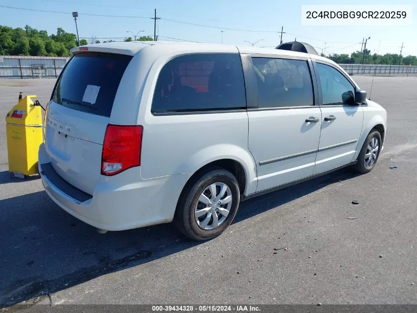 2012 Dodge Grand Caravan Se/Avp VIN: 2C4RDGBG9CR220259 Lot: 39434328