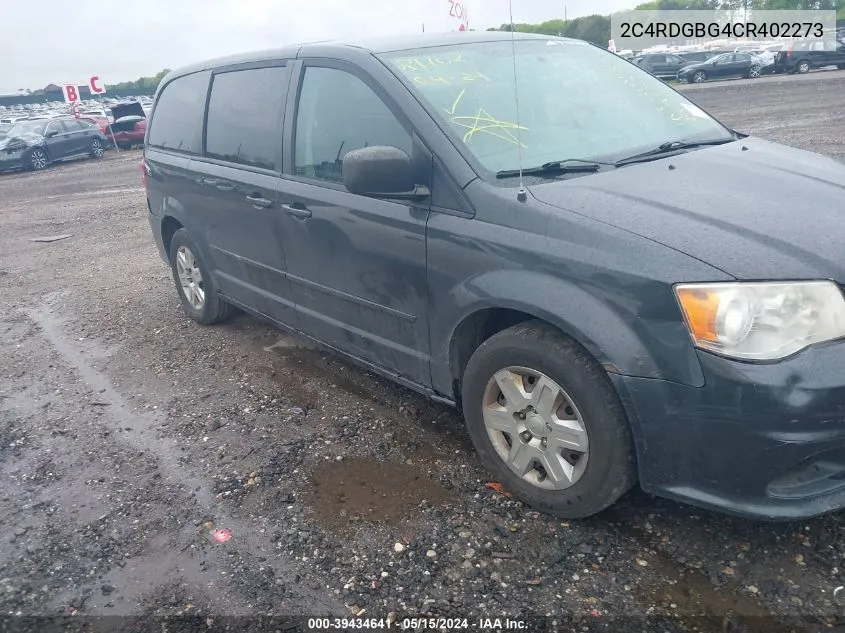 2C4RDGBG4CR402273 2012 Dodge Grand Caravan Se/Avp