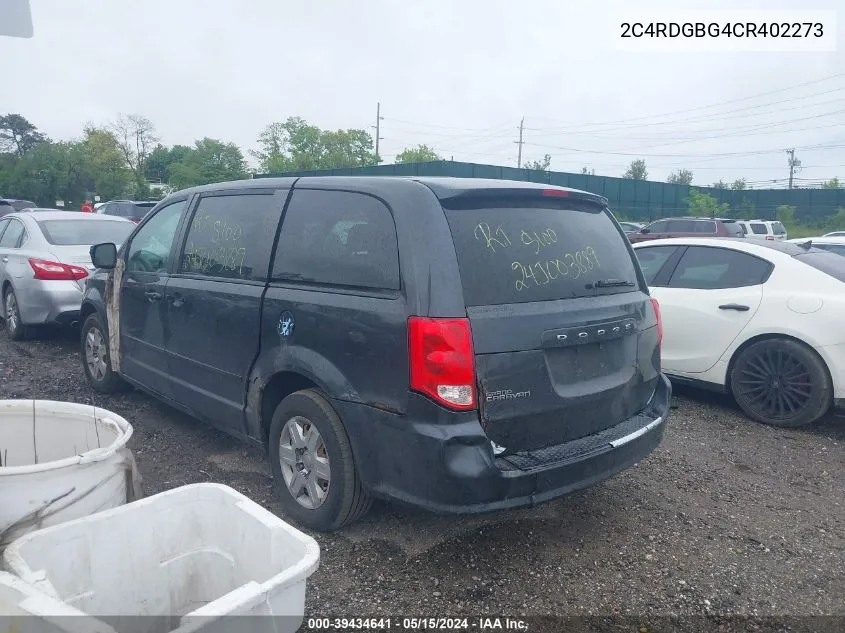 2C4RDGBG4CR402273 2012 Dodge Grand Caravan Se/Avp