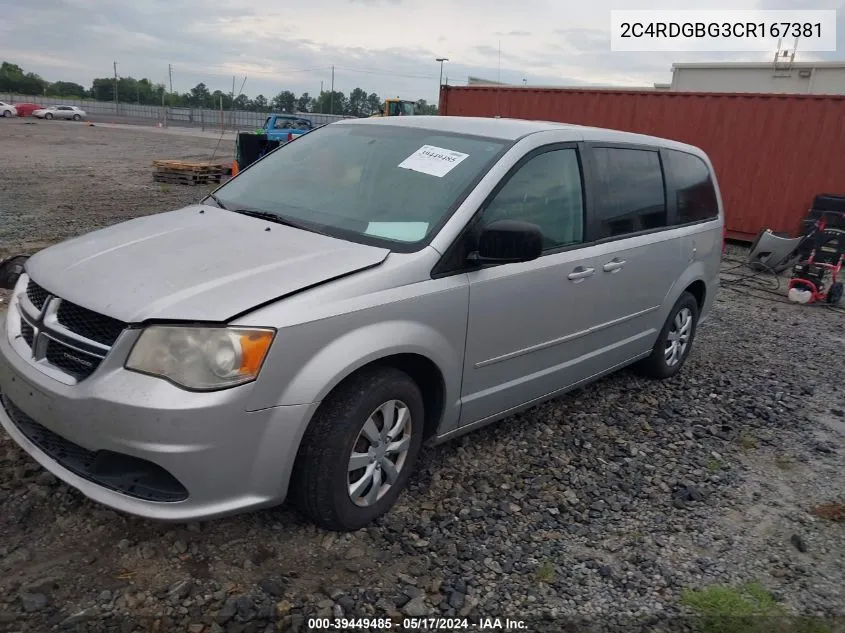 2012 Dodge Grand Caravan Se/Avp VIN: 2C4RDGBG3CR167381 Lot: 39449485