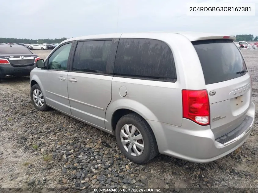 2012 Dodge Grand Caravan Se/Avp VIN: 2C4RDGBG3CR167381 Lot: 39449485