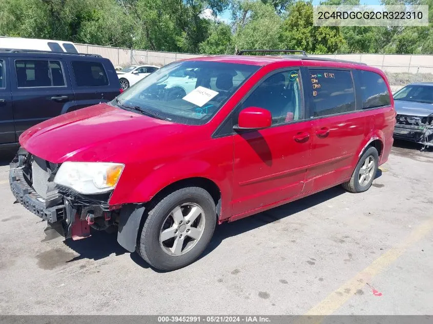 2012 Dodge Grand Caravan Sxt VIN: 2C4RDGCG2CR322310 Lot: 39452991