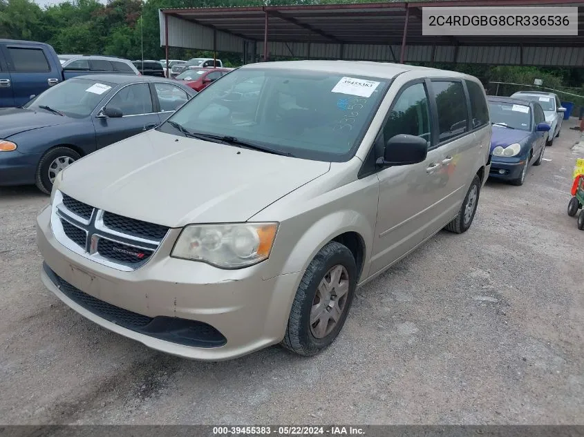 2012 Dodge Grand Caravan Se/Avp VIN: 2C4RDGBG8CR336536 Lot: 39455383