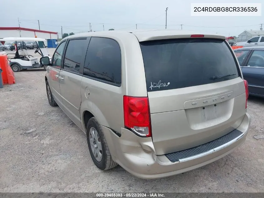 2C4RDGBG8CR336536 2012 Dodge Grand Caravan Se/Avp