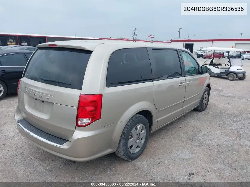 2012 Dodge Grand Caravan Se/Avp VIN: 2C4RDGBG8CR336536 Lot: 39455383