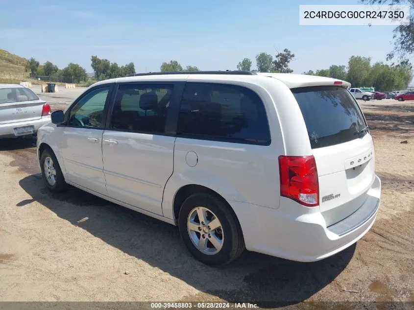 2012 Dodge Grand Caravan Sxt VIN: 2C4RDGCG0CR247350 Lot: 39458803