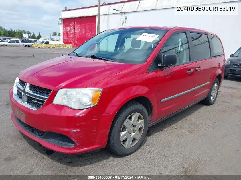 2012 Dodge Grand Caravan Se/Avp VIN: 2C4RDGBG0CR183019 Lot: 39460507