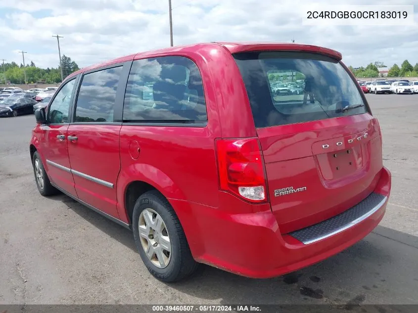 2C4RDGBG0CR183019 2012 Dodge Grand Caravan Se/Avp