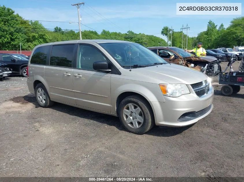 2012 Dodge Grand Caravan Se/Avp VIN: 2C4RDGBG3CR370318 Lot: 39461264