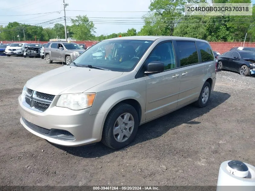 2012 Dodge Grand Caravan Se/Avp VIN: 2C4RDGBG3CR370318 Lot: 39461264