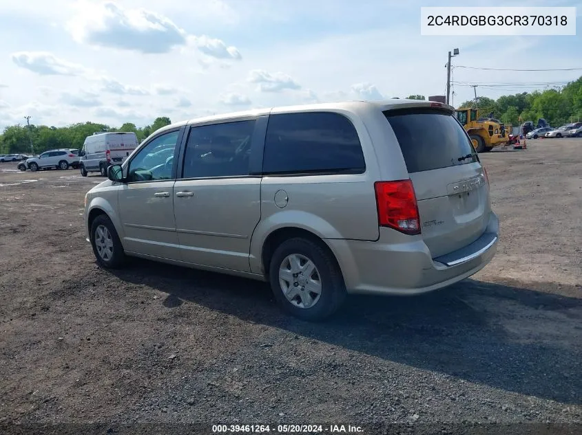 2C4RDGBG3CR370318 2012 Dodge Grand Caravan Se/Avp