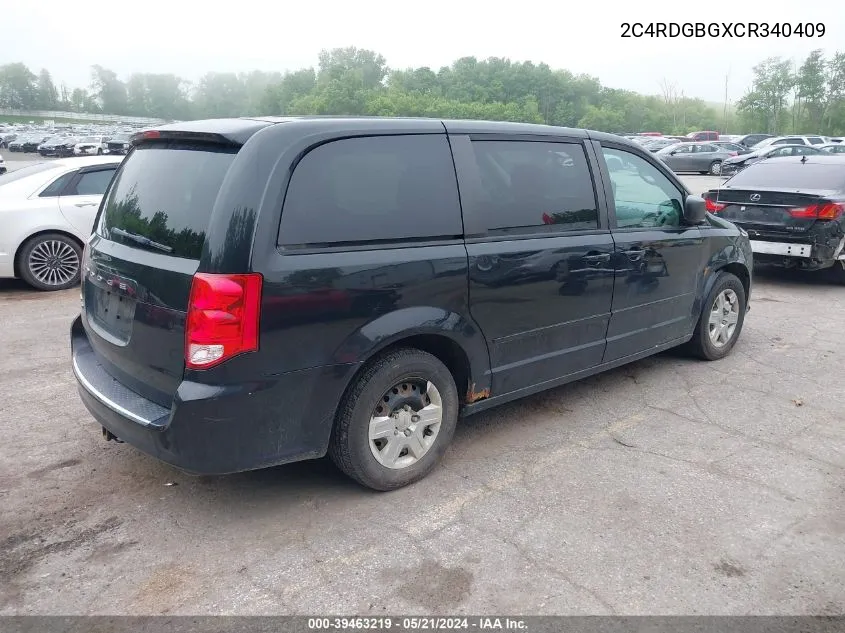 2C4RDGBGXCR340409 2012 Dodge Grand Caravan Se/Avp