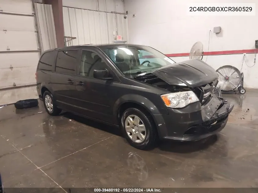 2012 Dodge Grand Caravan Se/Avp VIN: 2C4RDGBGXCR360529 Lot: 39480192