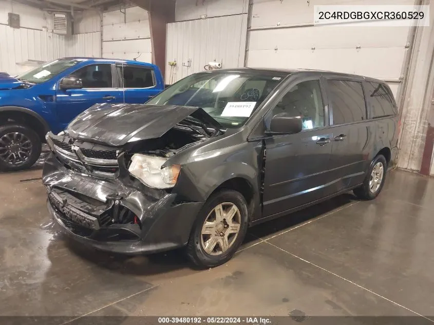 2C4RDGBGXCR360529 2012 Dodge Grand Caravan Se/Avp