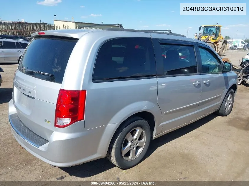 2012 Dodge Grand Caravan Sxt VIN: 2C4RDGCGXCR310910 Lot: 39494260