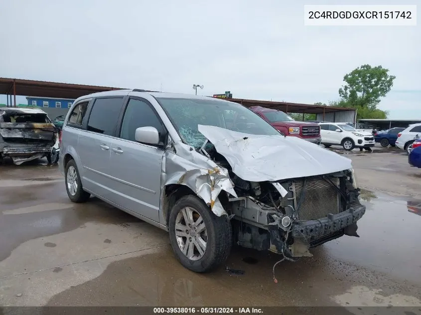 2012 Dodge Grand Caravan Crew VIN: 2C4RDGDGXCR151742 Lot: 39538016