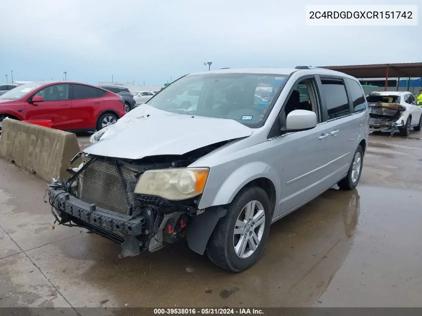 2012 Dodge Grand Caravan Crew VIN: 2C4RDGDGXCR151742 Lot: 39538016