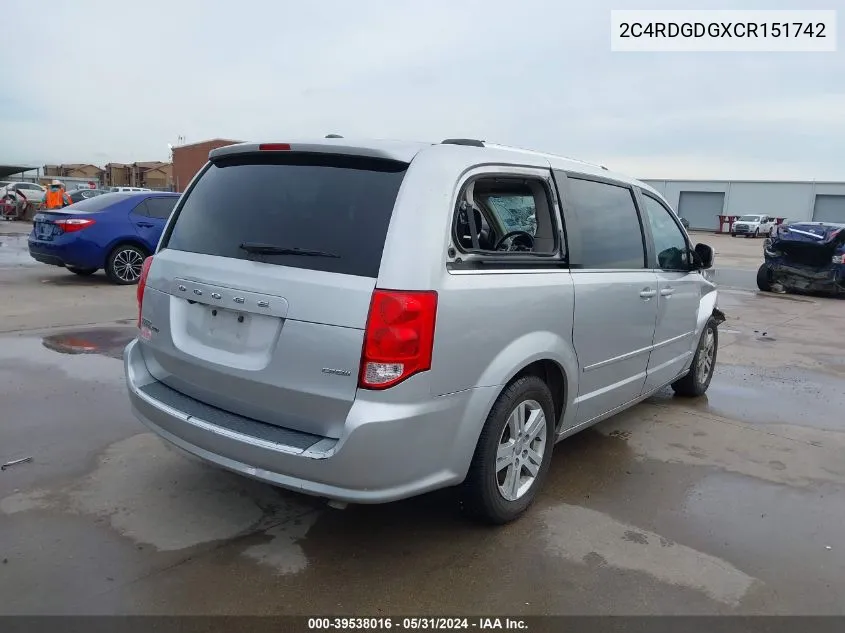 2012 Dodge Grand Caravan Crew VIN: 2C4RDGDGXCR151742 Lot: 39538016