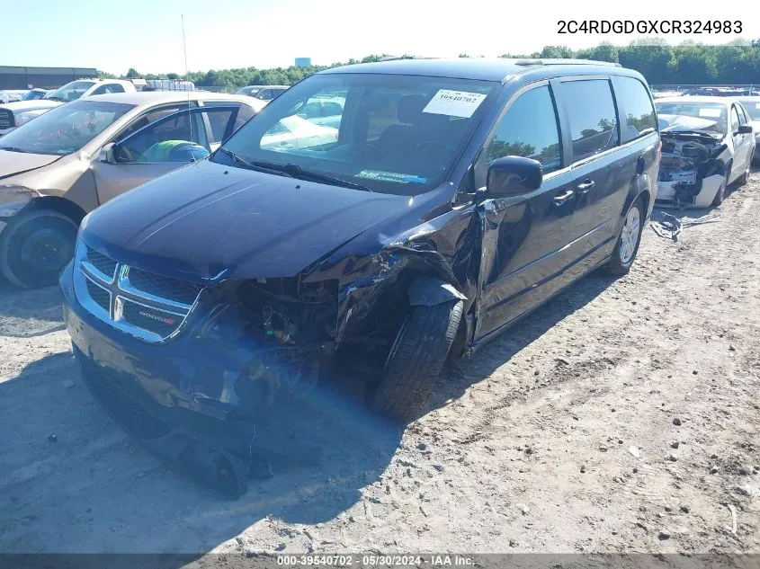 2012 Dodge Grand Caravan Crew VIN: 2C4RDGDGXCR324983 Lot: 39540702