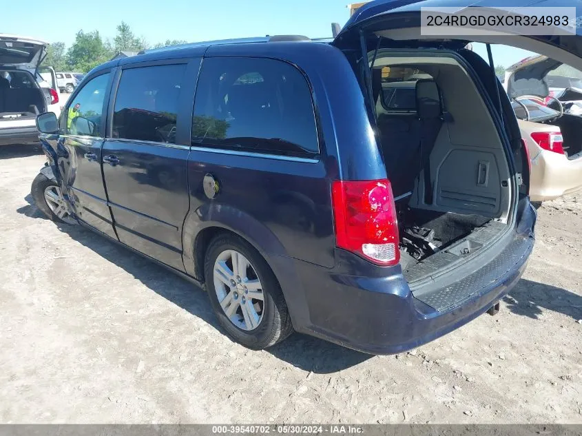 2012 Dodge Grand Caravan Crew VIN: 2C4RDGDGXCR324983 Lot: 39540702