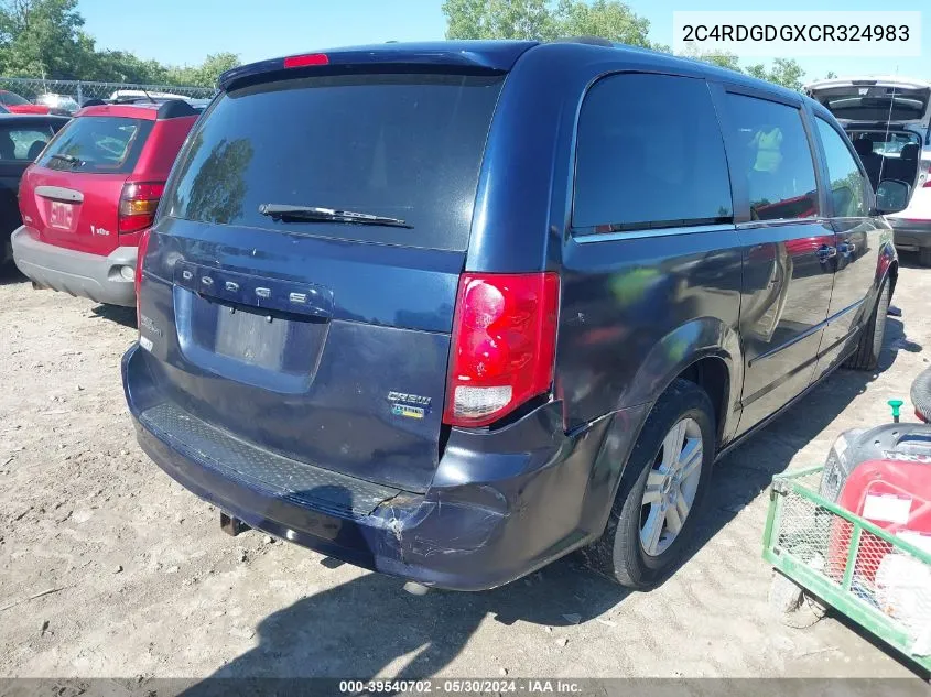 2012 Dodge Grand Caravan Crew VIN: 2C4RDGDGXCR324983 Lot: 39540702