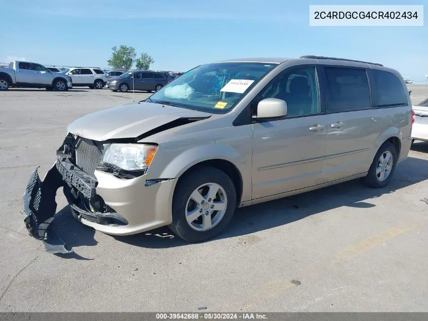 2012 Dodge Grand Caravan Sxt VIN: 2C4RDGCG4CR402434 Lot: 39542688