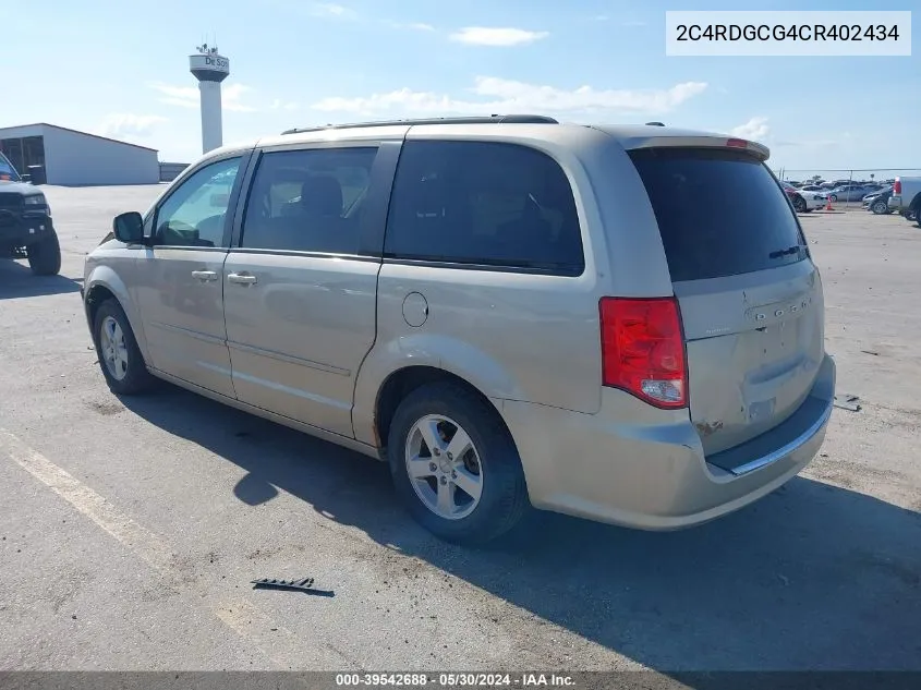 2012 Dodge Grand Caravan Sxt VIN: 2C4RDGCG4CR402434 Lot: 39542688