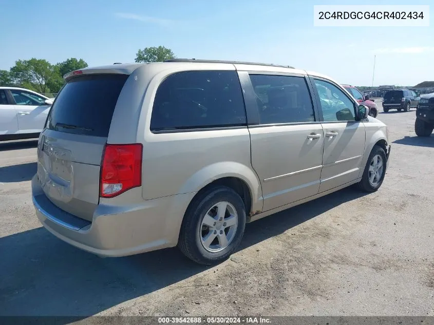 2012 Dodge Grand Caravan Sxt VIN: 2C4RDGCG4CR402434 Lot: 39542688