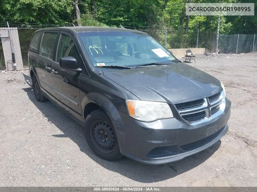 2012 Dodge Grand Caravan Se/Avp VIN: 2C4RDGBG6CR198995 Lot: 39550824