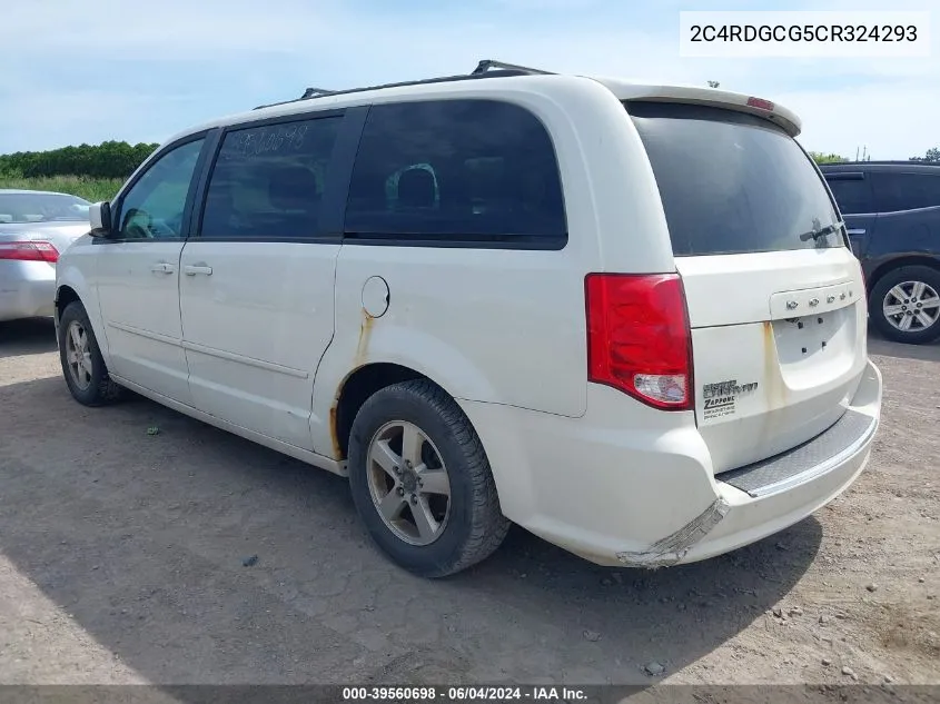 2012 Dodge Grand Caravan Sxt VIN: 2C4RDGCG5CR324293 Lot: 39560698