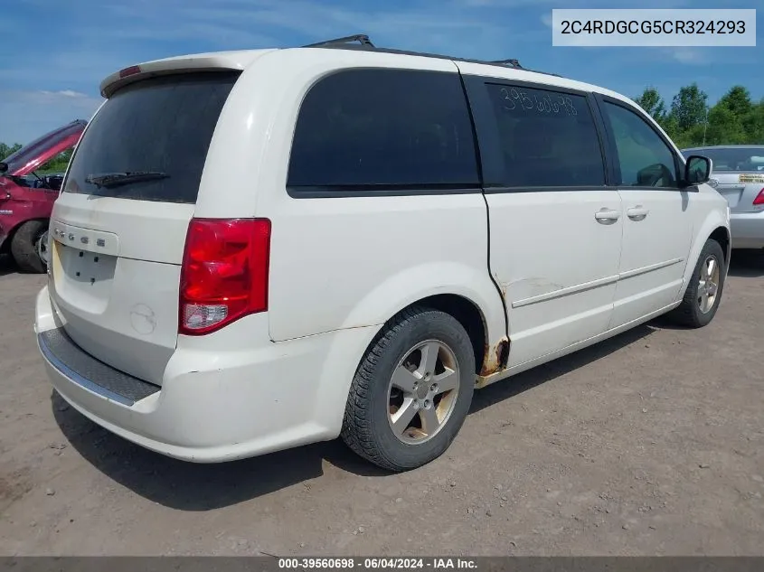 2012 Dodge Grand Caravan Sxt VIN: 2C4RDGCG5CR324293 Lot: 39560698