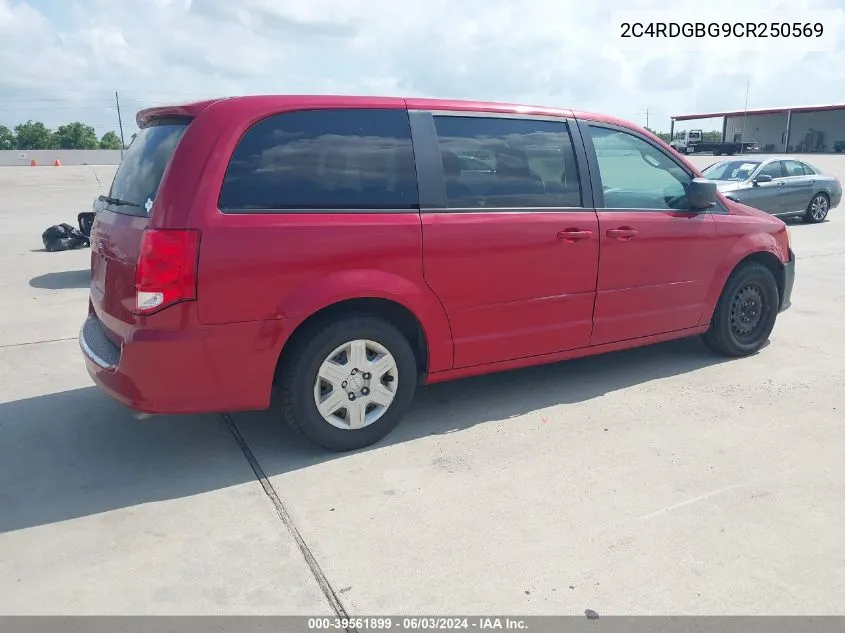 2012 Dodge Grand Caravan Se/Avp VIN: 2C4RDGBG9CR250569 Lot: 39561899