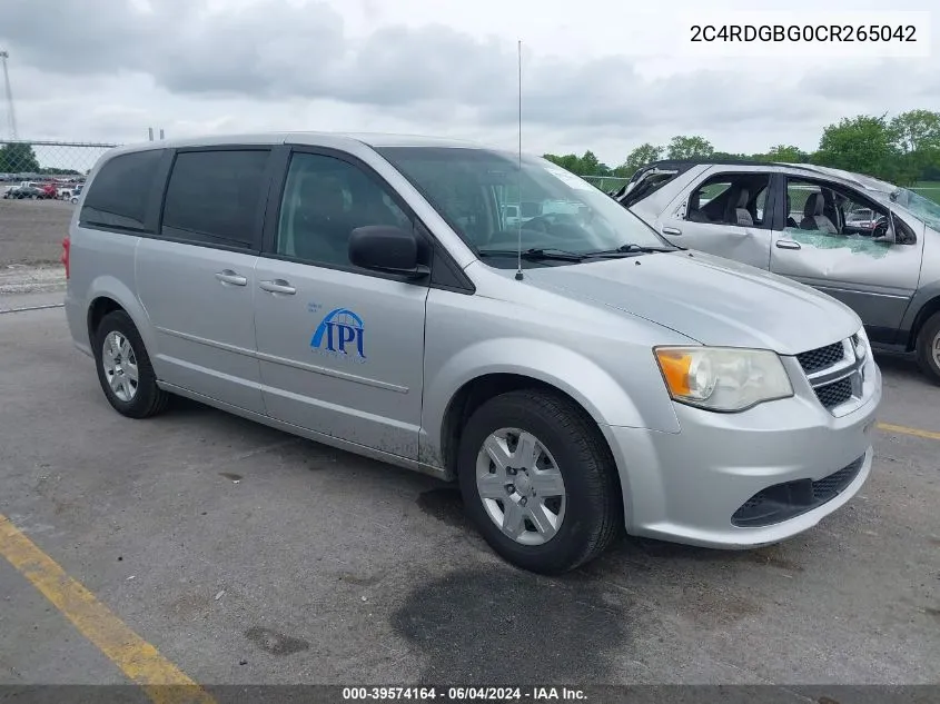 2012 Dodge Grand Caravan Se/Avp VIN: 2C4RDGBG0CR265042 Lot: 39574164