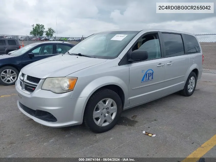 2012 Dodge Grand Caravan Se/Avp VIN: 2C4RDGBG0CR265042 Lot: 39574164