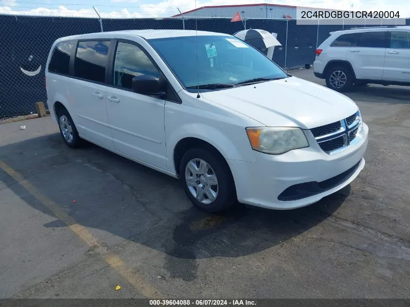 2012 Dodge Grand Caravan Se/Avp VIN: 2C4RDGBG1CR420004 Lot: 39604088