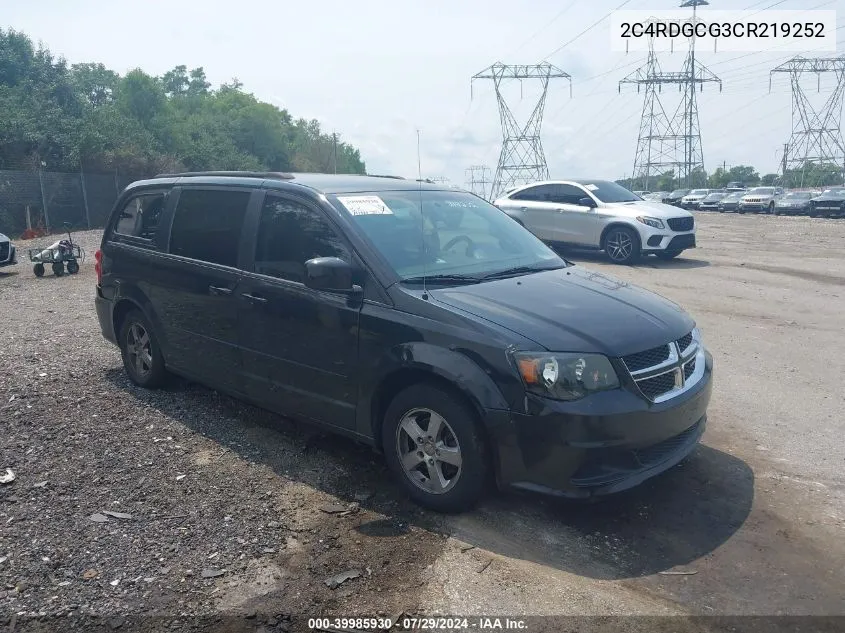 2012 Dodge Grand Caravan Sxt VIN: 2C4RDGCG3CR219252 Lot: 39985930