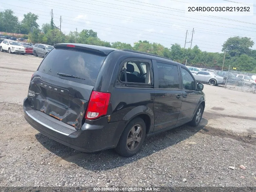 2012 Dodge Grand Caravan Sxt VIN: 2C4RDGCG3CR219252 Lot: 39985930