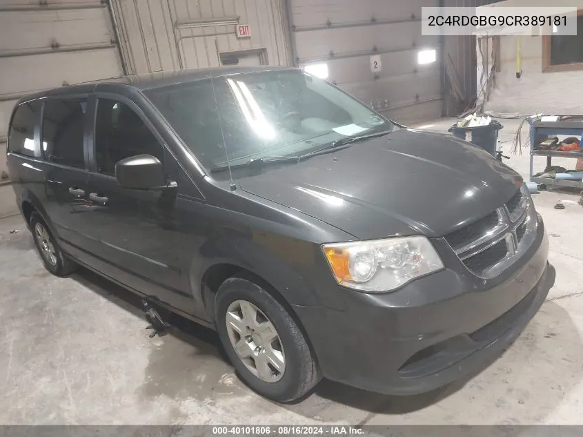 2012 Dodge Grand Caravan Se/Avp VIN: 2C4RDGBG9CR389181 Lot: 40101806