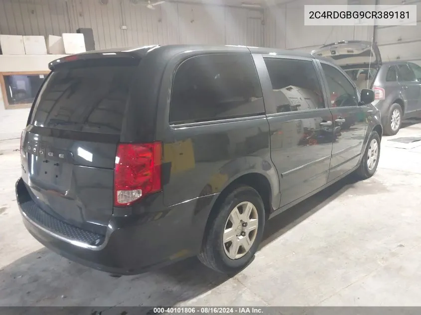 2012 Dodge Grand Caravan Se/Avp VIN: 2C4RDGBG9CR389181 Lot: 40101806