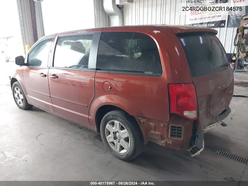 2C4RDGBGZCR184575 2012 Dodge Grand Caravan Se/Avp