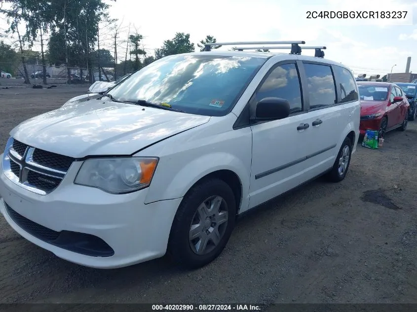 2012 Dodge Grand Caravan Se/Avp VIN: 2C4RDGBGXCR183237 Lot: 40202990