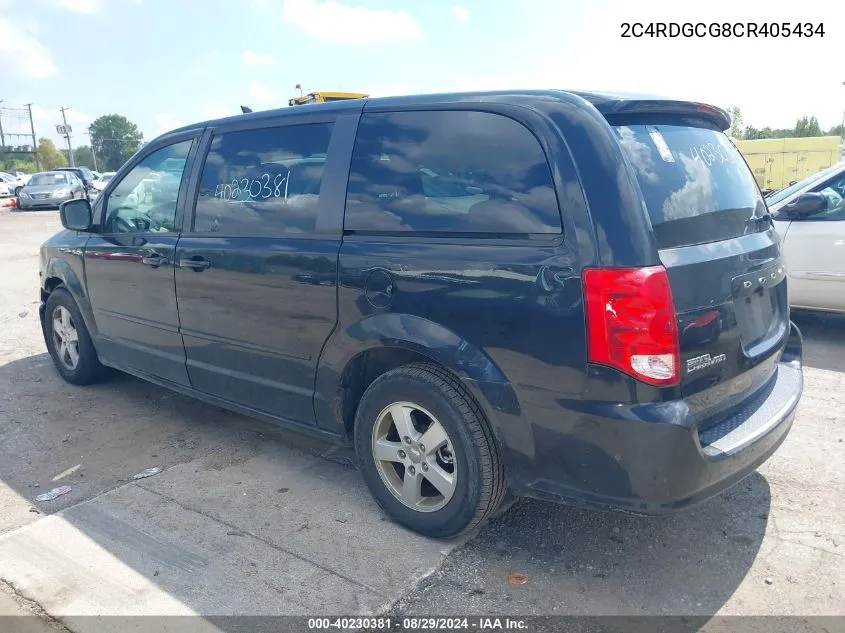 2012 Dodge Grand Caravan Sxt VIN: 2C4RDGCG8CR405434 Lot: 40230381