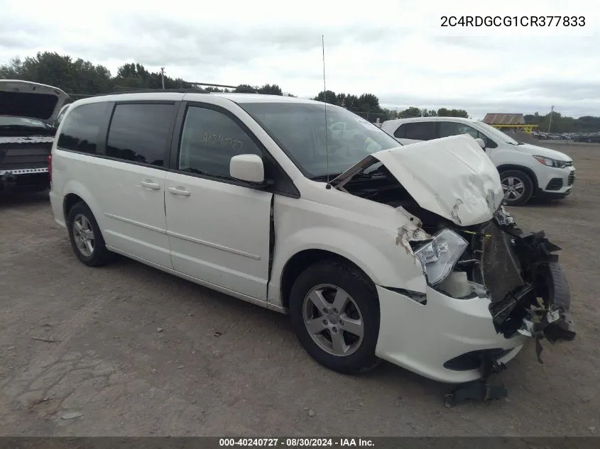 2012 Dodge Grand Caravan Sxt VIN: 2C4RDGCG1CR377833 Lot: 40240727