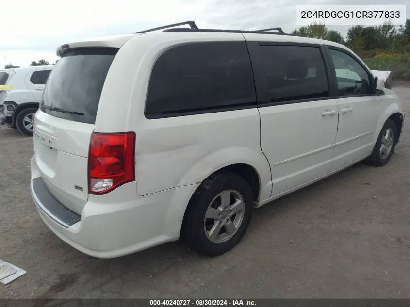 2012 Dodge Grand Caravan Sxt VIN: 2C4RDGCG1CR377833 Lot: 40240727