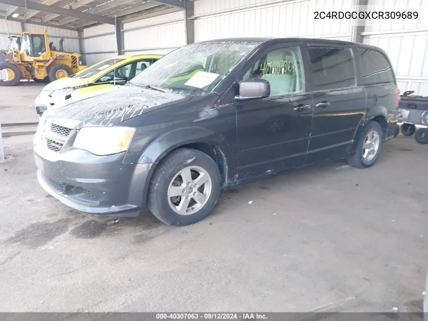 2C4RDGCGXCR309689 2012 Dodge Grand Caravan Sxt