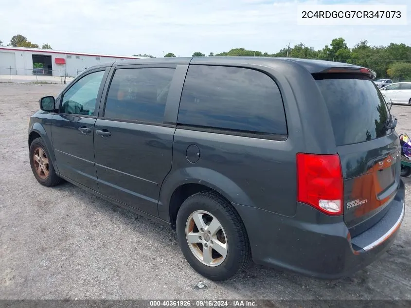 2012 Dodge Grand Caravan Sxt VIN: 2C4RDGCG7CR347073 Lot: 40361926