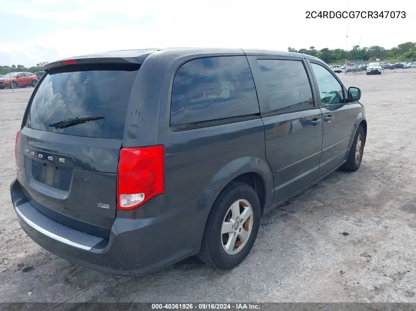 2012 Dodge Grand Caravan Sxt VIN: 2C4RDGCG7CR347073 Lot: 40361926