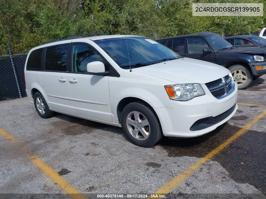 2C4RDGCG5CR139905 2012 Dodge Grand Caravan Sxt